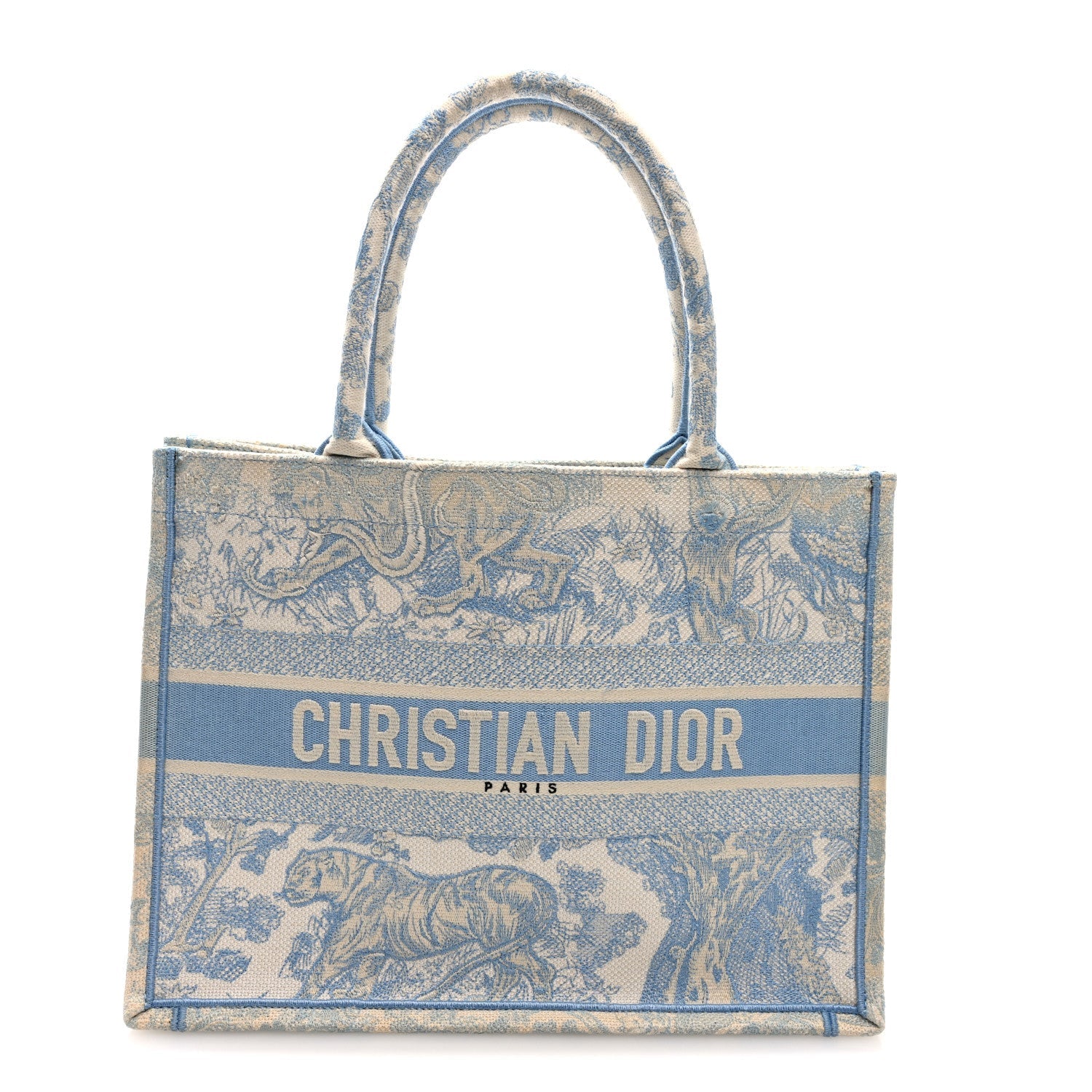 Canvas Embroidered Medium Dioriviera Toile De Jouy Book Tote Light Blue