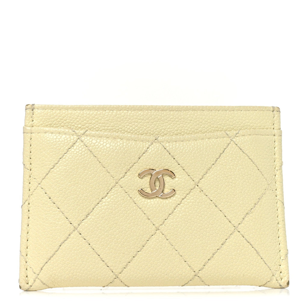 Caviar Quilted Card Holder Jaune