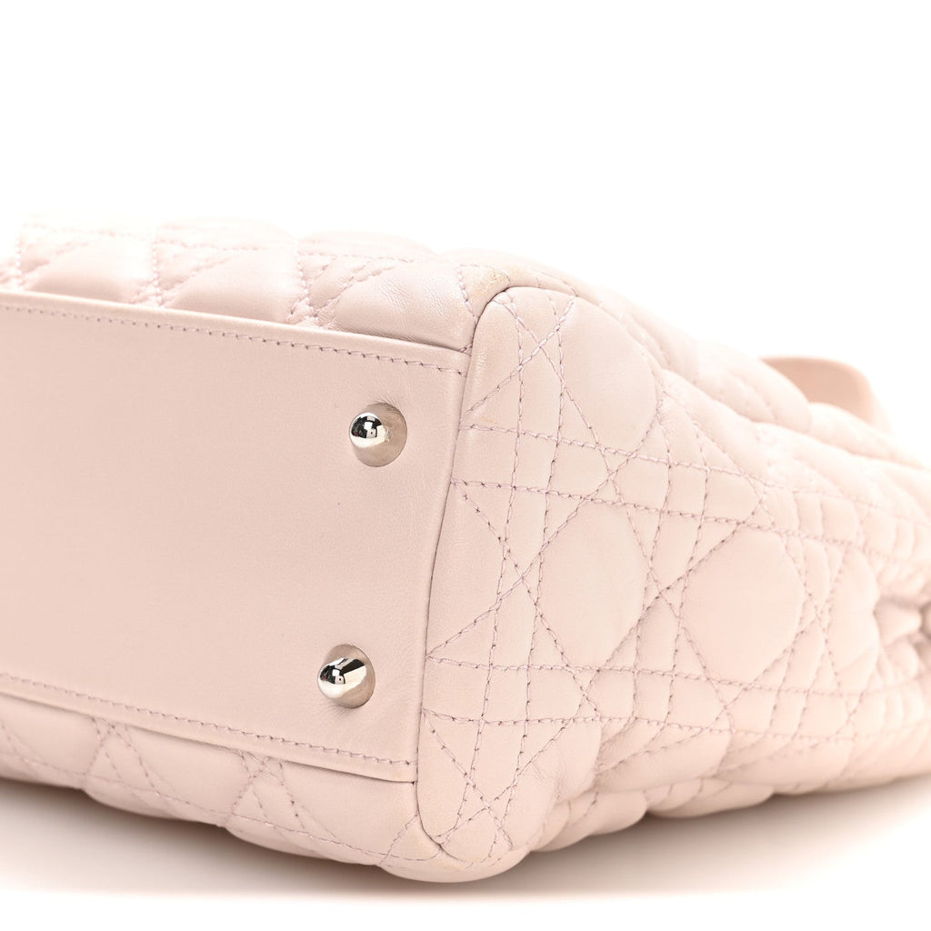 Lambskin Cannage Small Dior Soft Zipped Shopping Tote Light Pink