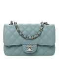 Caviar Quilted Mini Rectangular Flap Blue