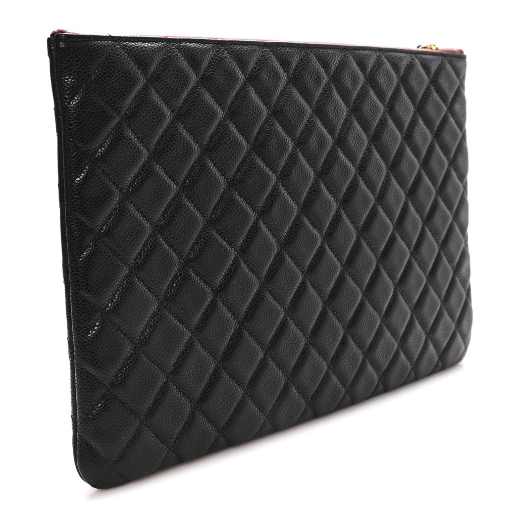 Caviar Quilted Large Cosmetic Case Black