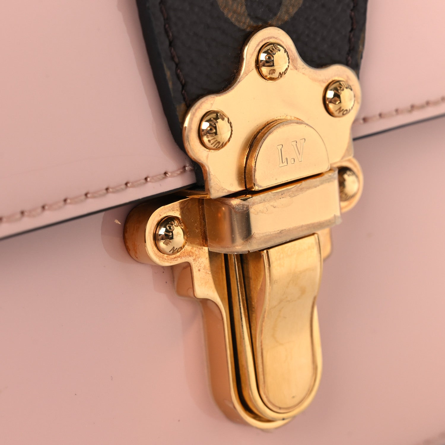 Patent Calfskin Monogram Cherrywood BB Rose Ballerine