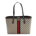 X BALENCIAGA BB Supreme Monogram Web Medium Ophidia Shopping Tote Beige New Acero