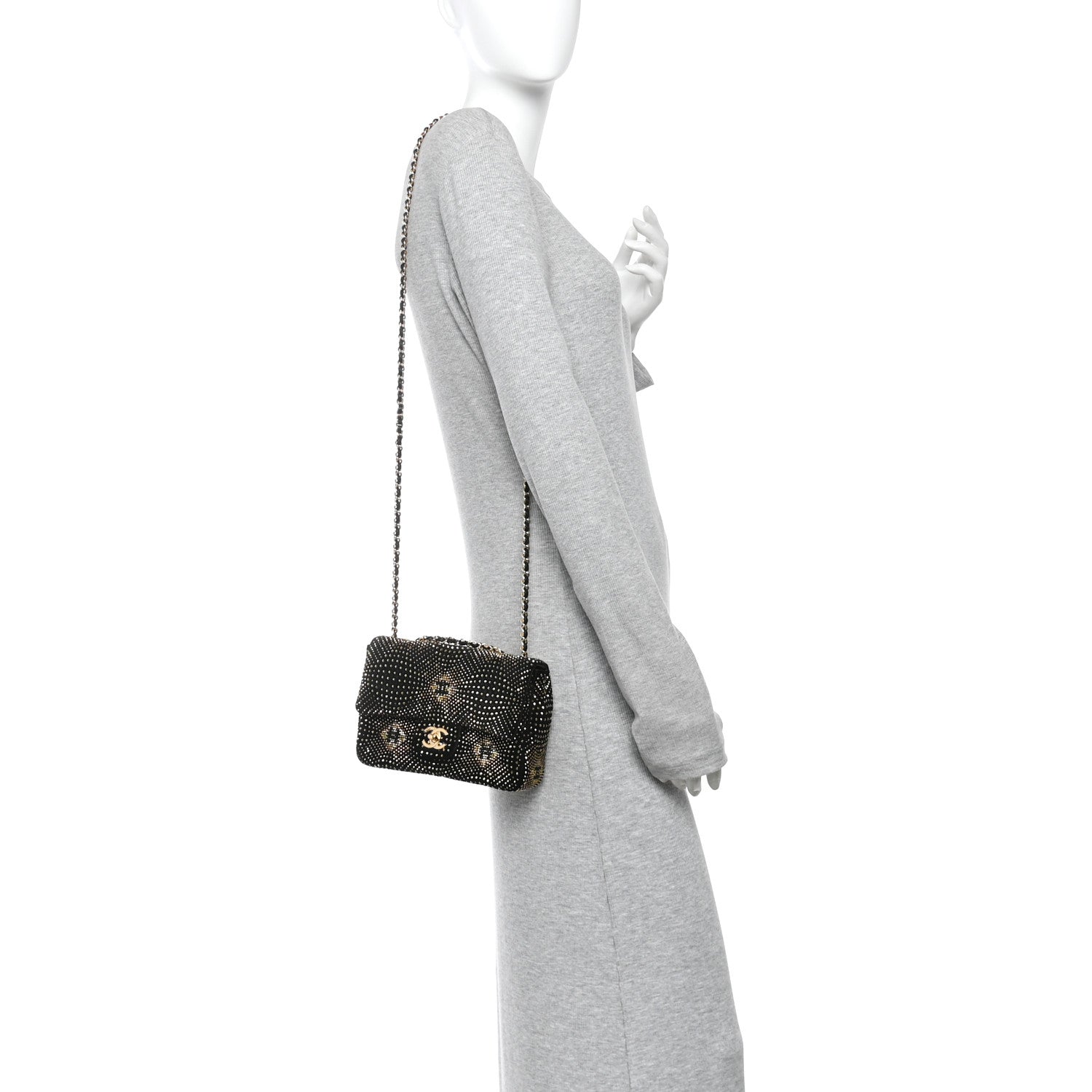 Velvet Strass Evening Flap Bag Black Gold