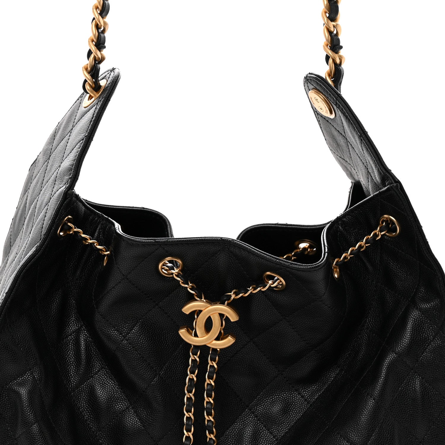 Caviar Quilted Medium Chanel 25 Handbag Black