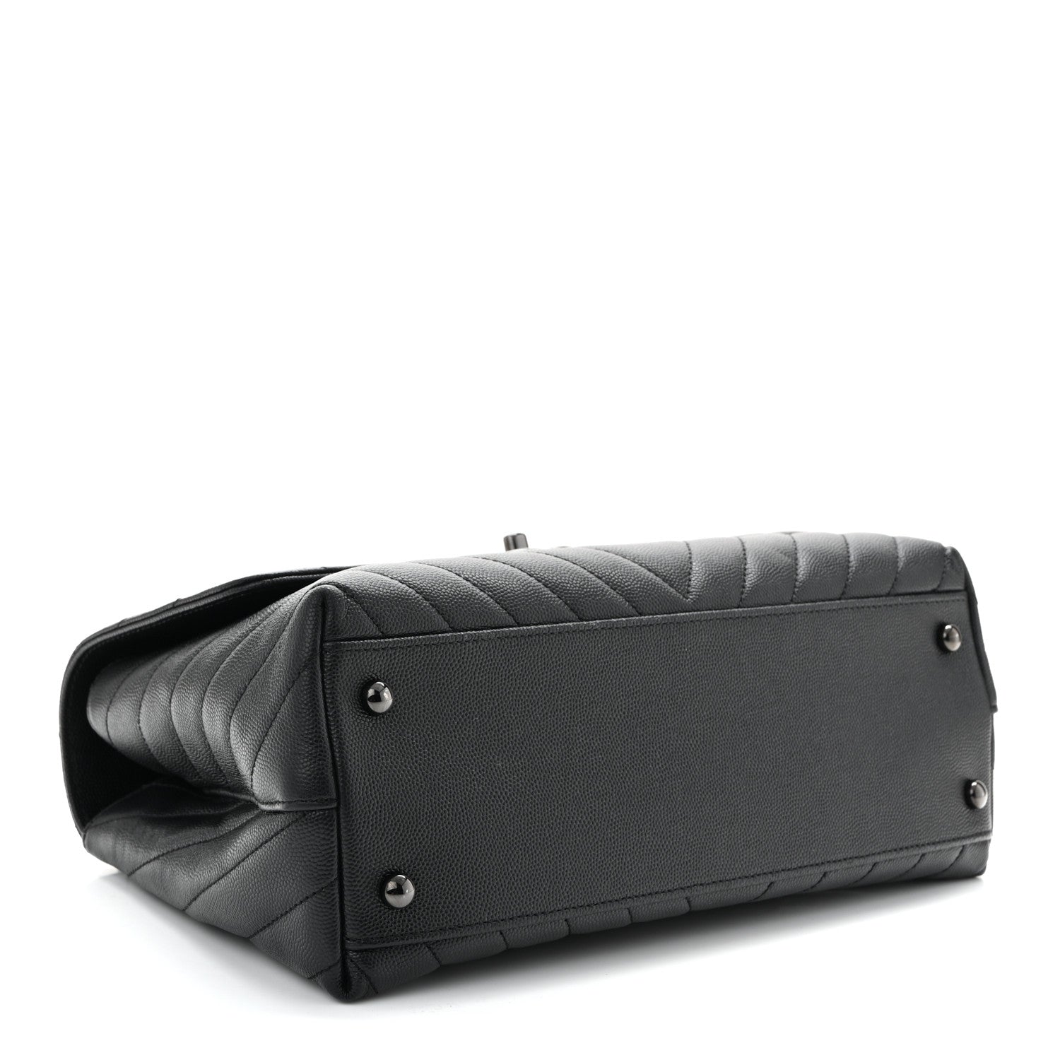 Caviar Chevron Quilted Small Coco Handle Flap So Black