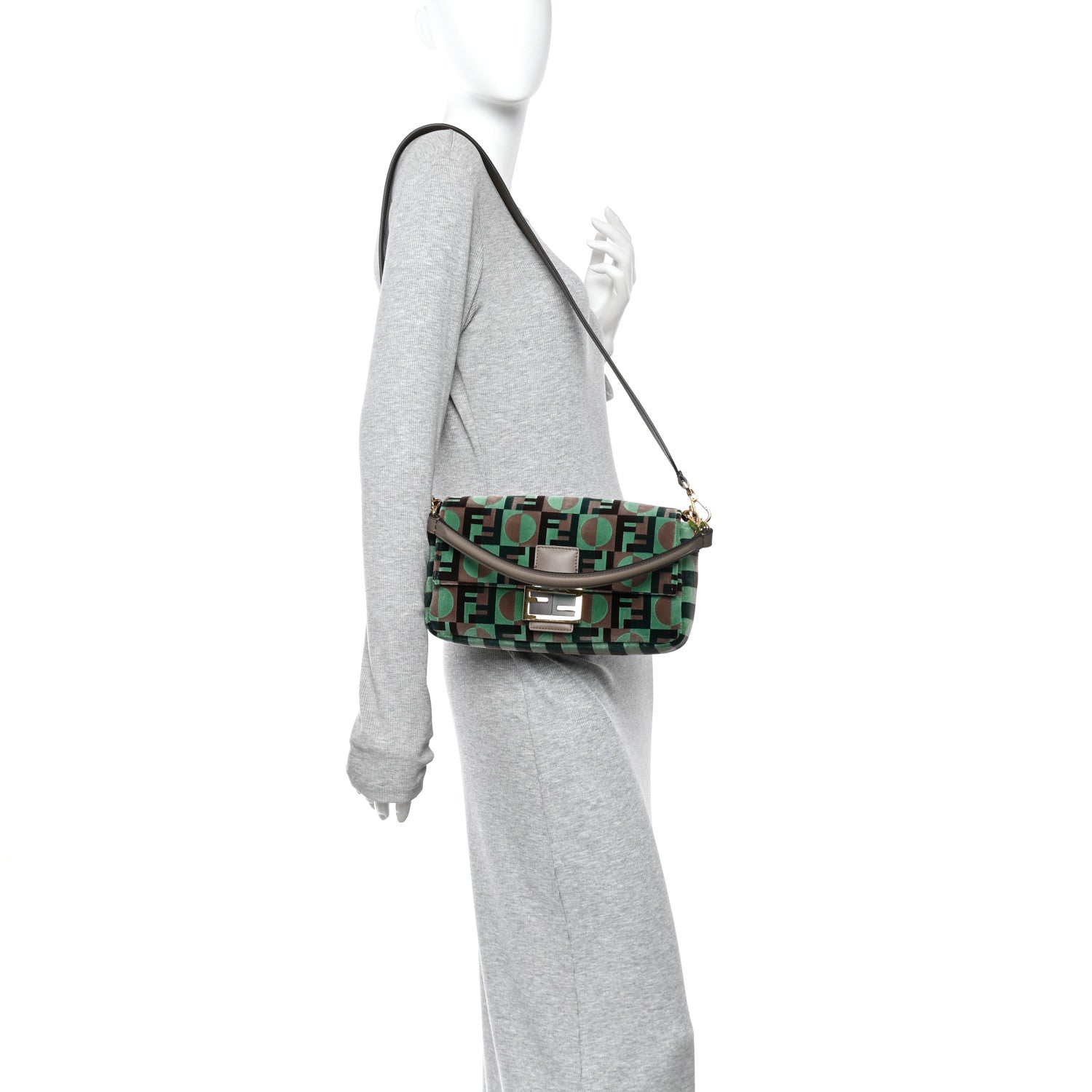 Fabric Tapestry Effect Fendi Dots Baguette Matcha Dove Multicolor