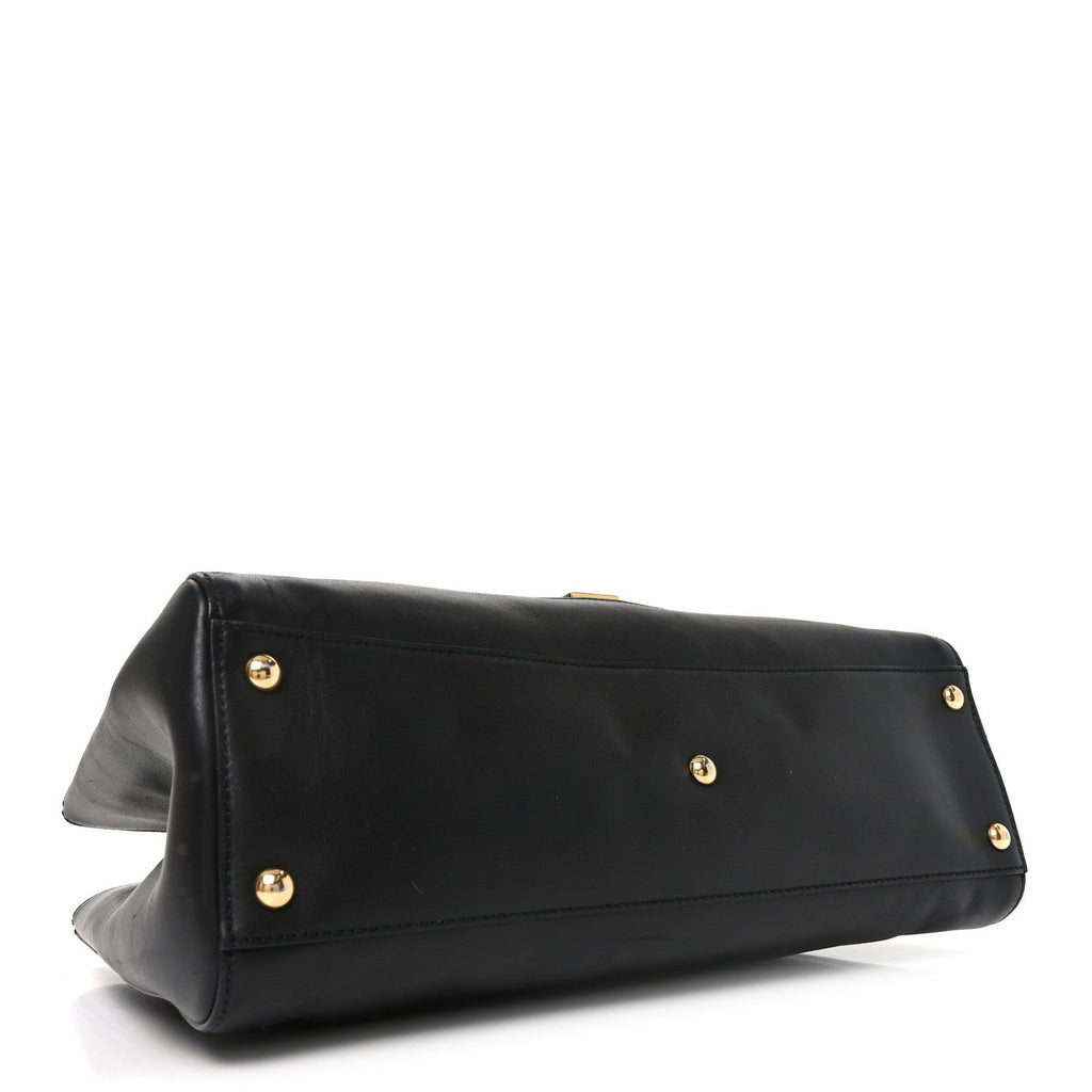 Calfskin Large Sylvie Top Handle Tote Black