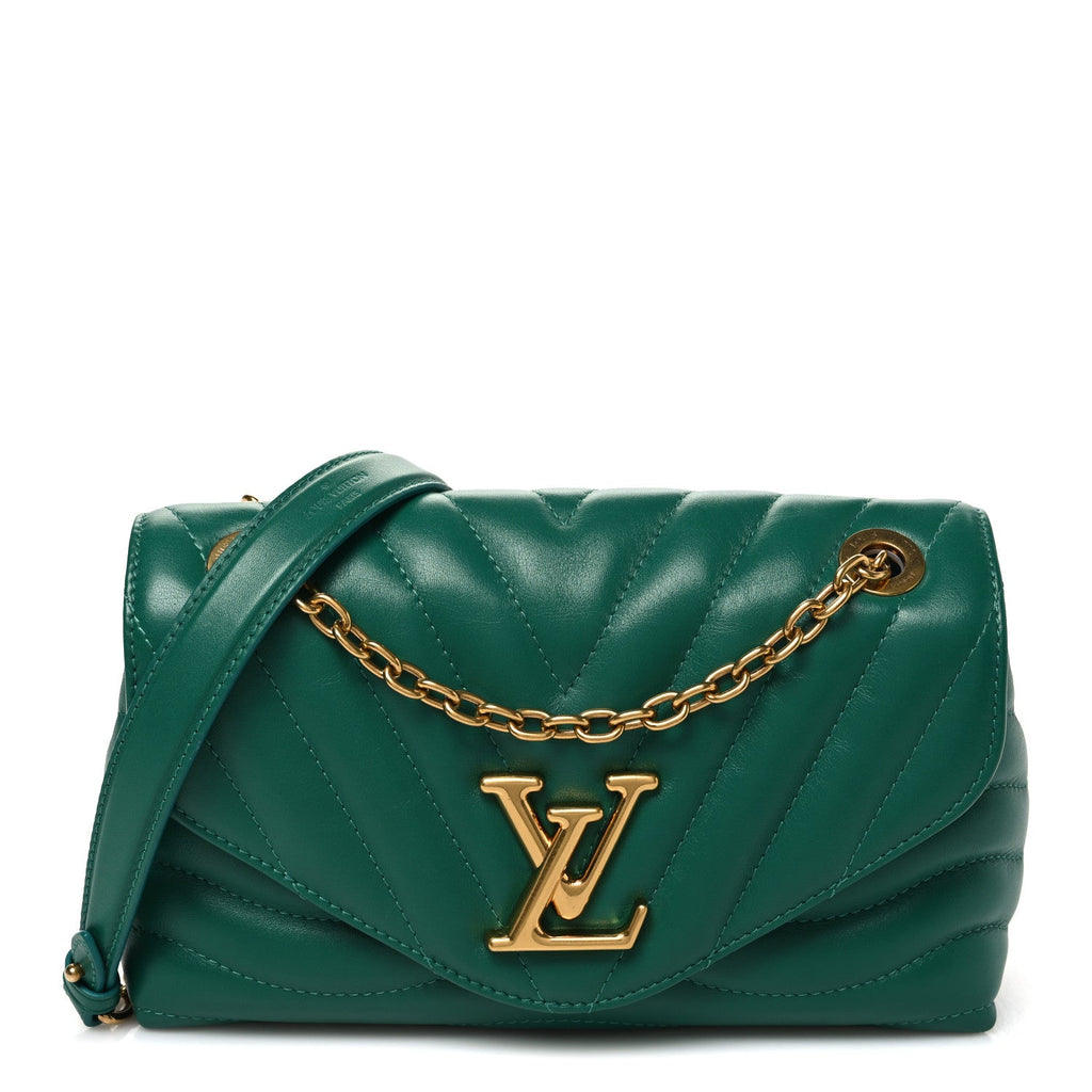 Calfskin New Wave Chain Bag MM NM Emerald
