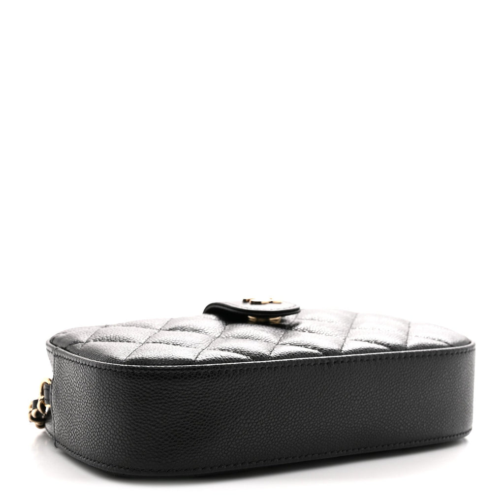 Caviar Quilted Chain Camera Bag Black