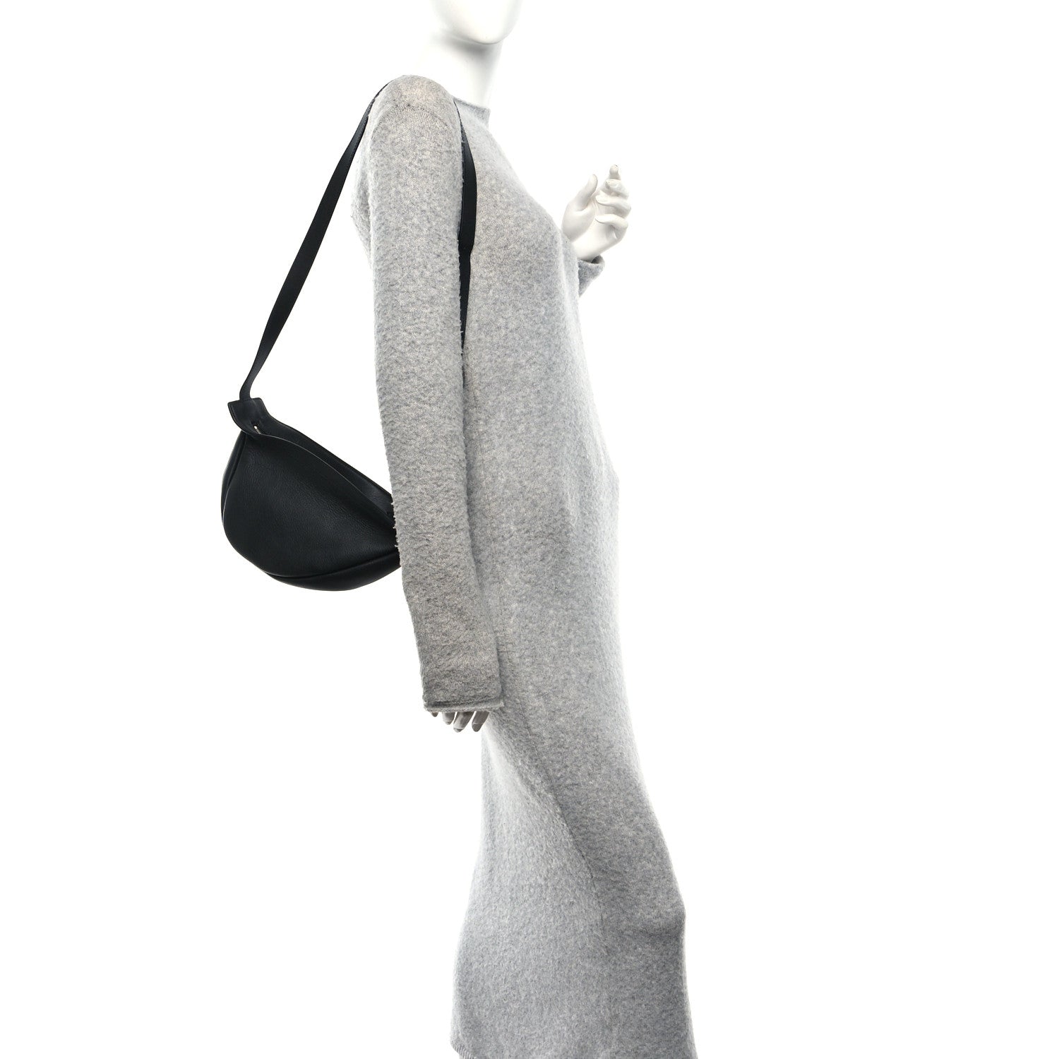 Grained Calfskin Small Slouchy Banana Bag Black