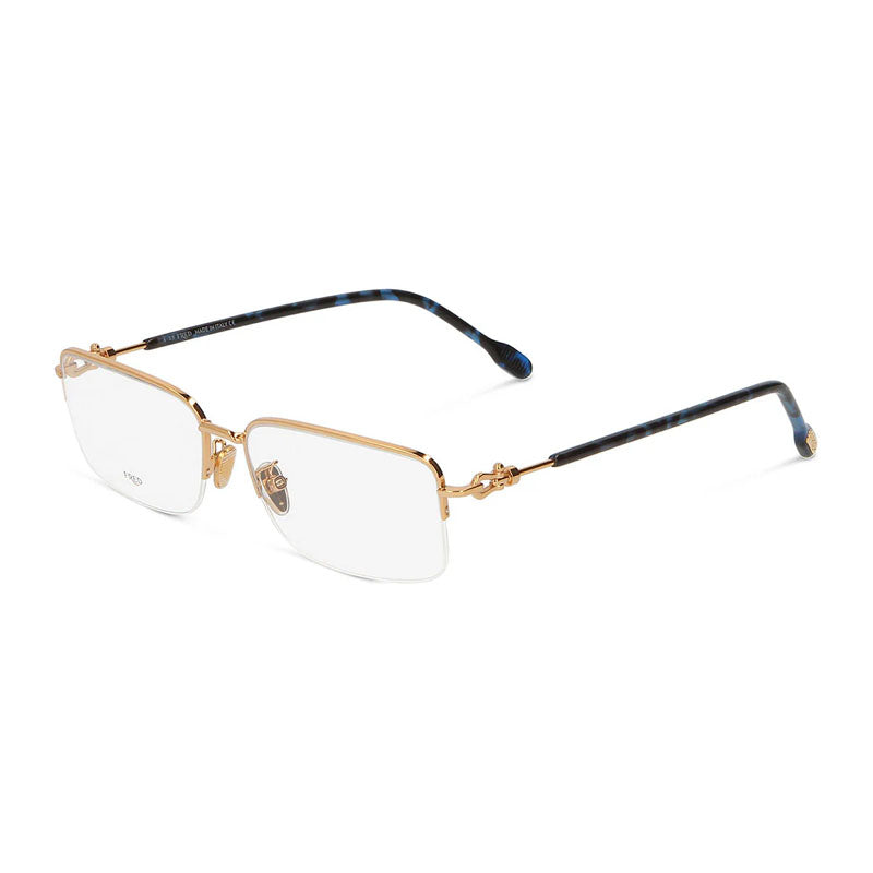 Fred Eyeglasses Rectangle Semi Rim, Gold Frame and Clear Demo Lens Lens FG50017U030