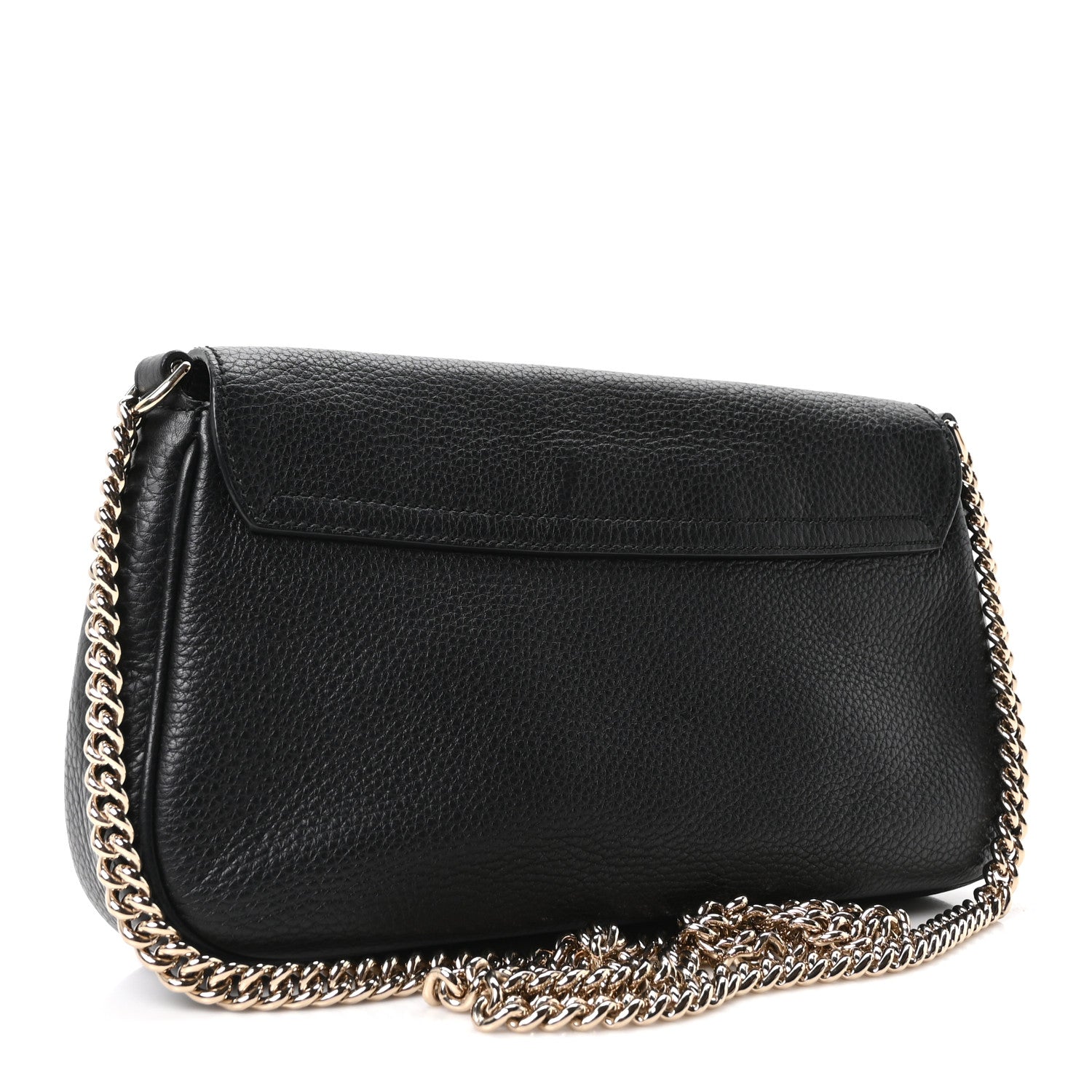 Pebbled Calfskin Medium Soho Flap Crossbody Black