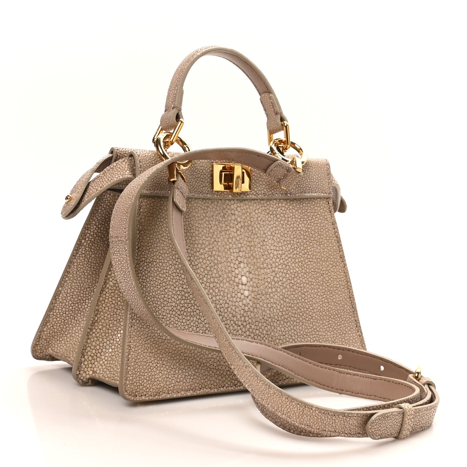 Stingray Shiny Nappa Petite Peekaboo I SEE U Satchel Tortora