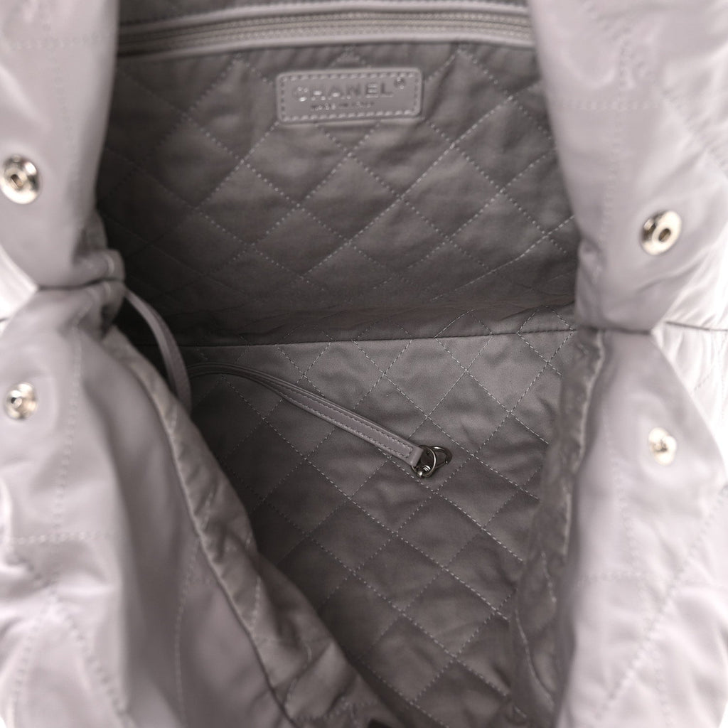 Shiny Calfskin Quilted Chanel 22 Grey