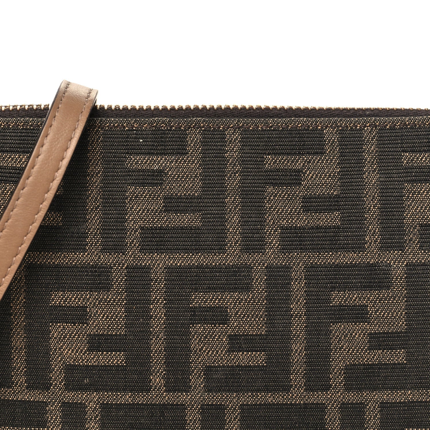 Fabric Jacquard Vitello Grace FF 1974 Baguette Pouch Tobacco Moro Sand