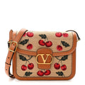 Jacquard Raffia Cherryfic 9to5 Shoulder Bag Natural Red