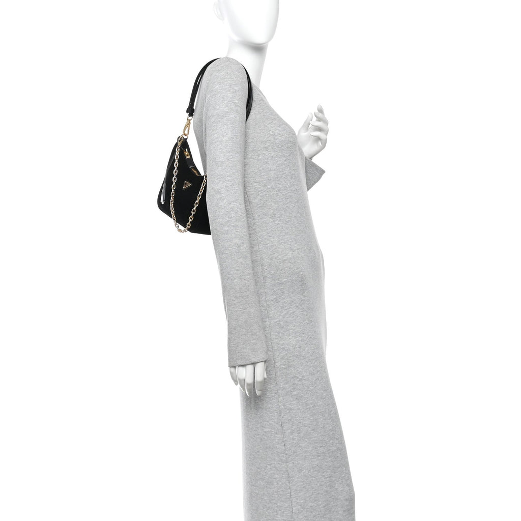 Velvet Nappa Mini Re-Edition Shoulder Bag Black