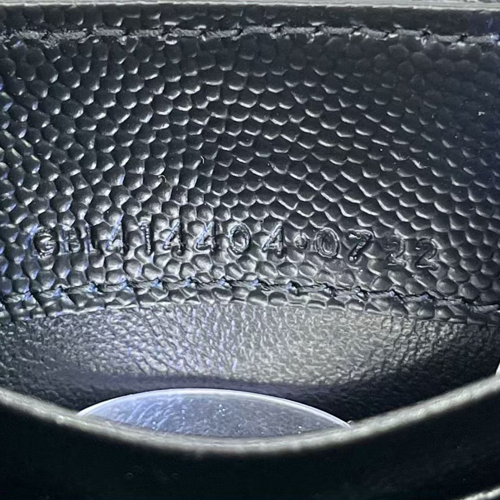 Saint Laurent Small Monogram Wallet Black Leather with Gold YSL Logo