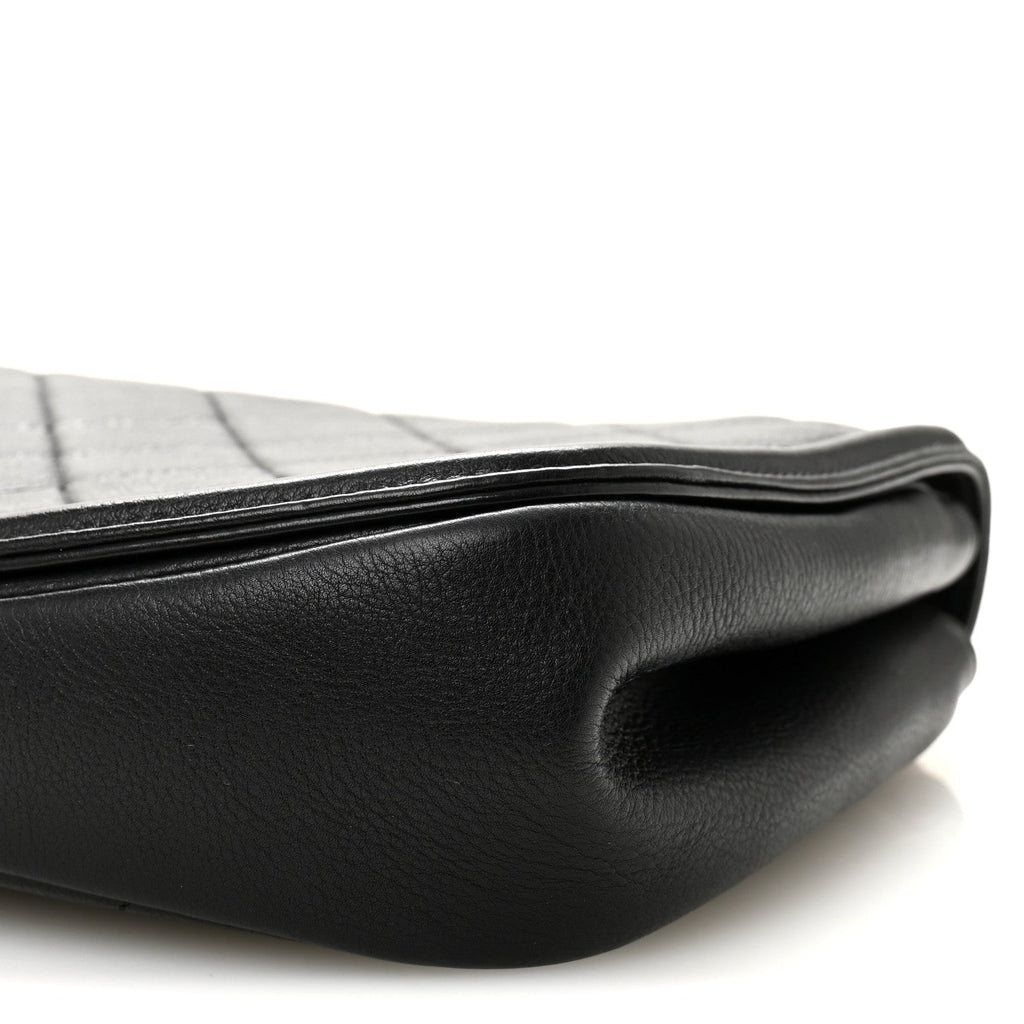 Calfskin Quilted Small Underline Flap Black
