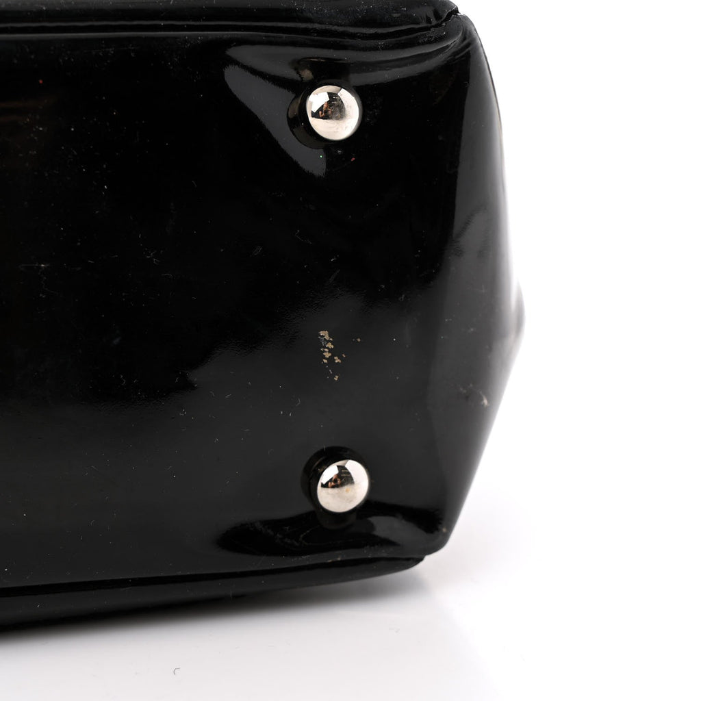 Patent Pony Hair Small Pocket Tote Black