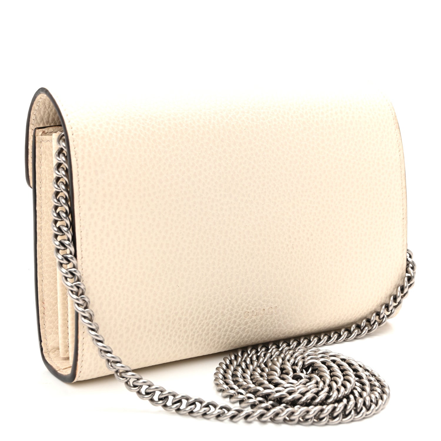 Dollar Calfskin Mini Dionysus Chain Wallet Mystic White