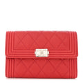 Caviar Quilted Medium Boy Flap Wallet Red