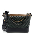 Aged Calfskin Chevron Quilted Small Gabrielle Hobo Green Black