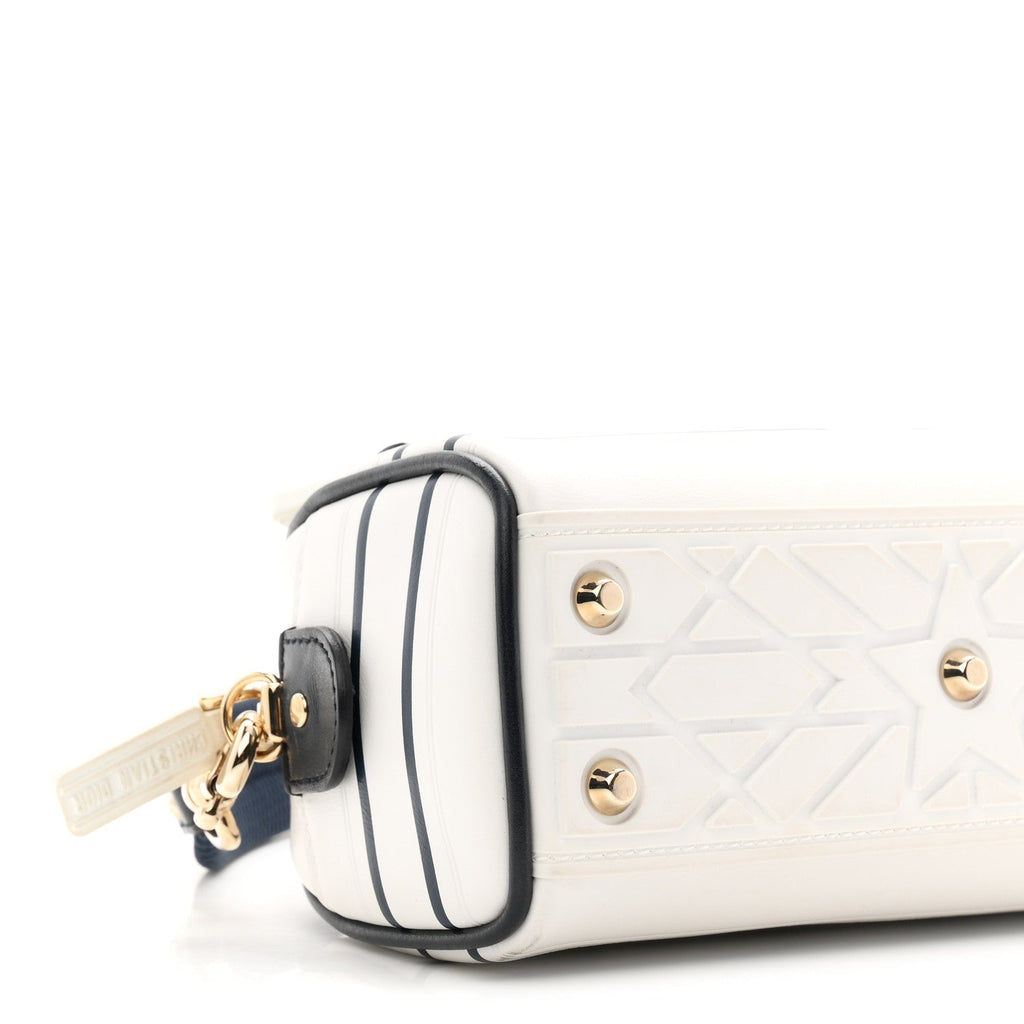 Calfskin Micro Dior Vibe Zip Bowling Bag White