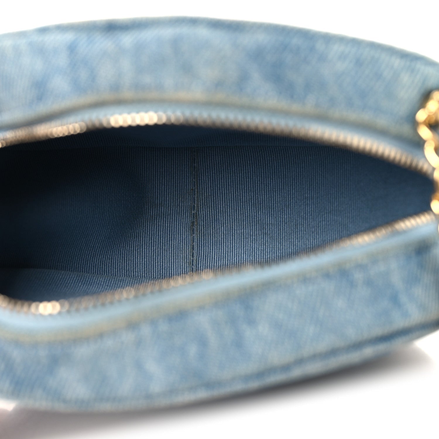 Denim Printed Chain Clutch Dark Blue