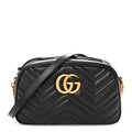 Calfskin Matelasse Small GG Marmont Chain Shoulder Bag Black