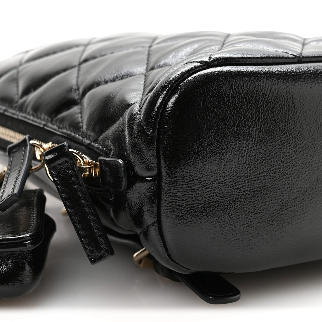 Shiny Calfskin My Pocket Backpack Black