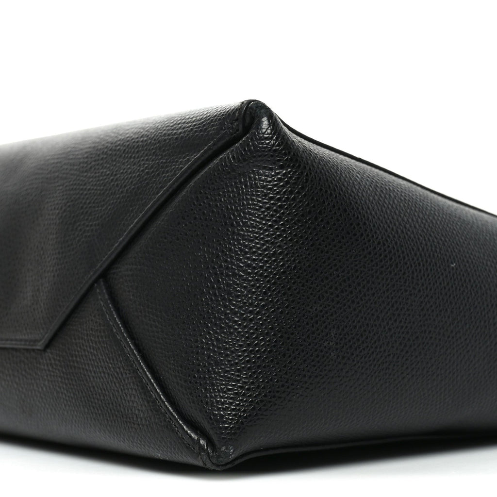 Grained Calfskin Small Vertical Cabas Black