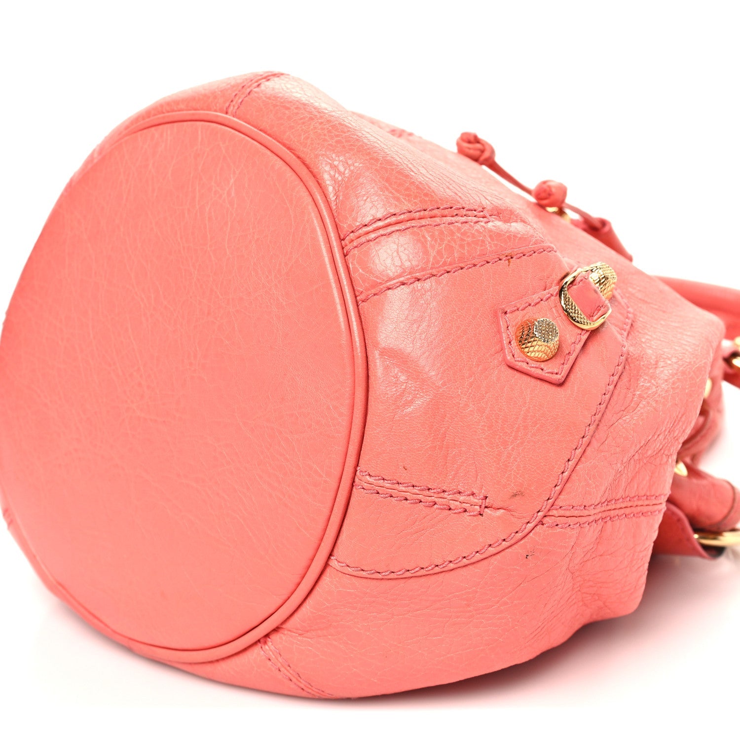 Agneau Giant 12 Gold Hardware Mini Pompon Rose Azalee