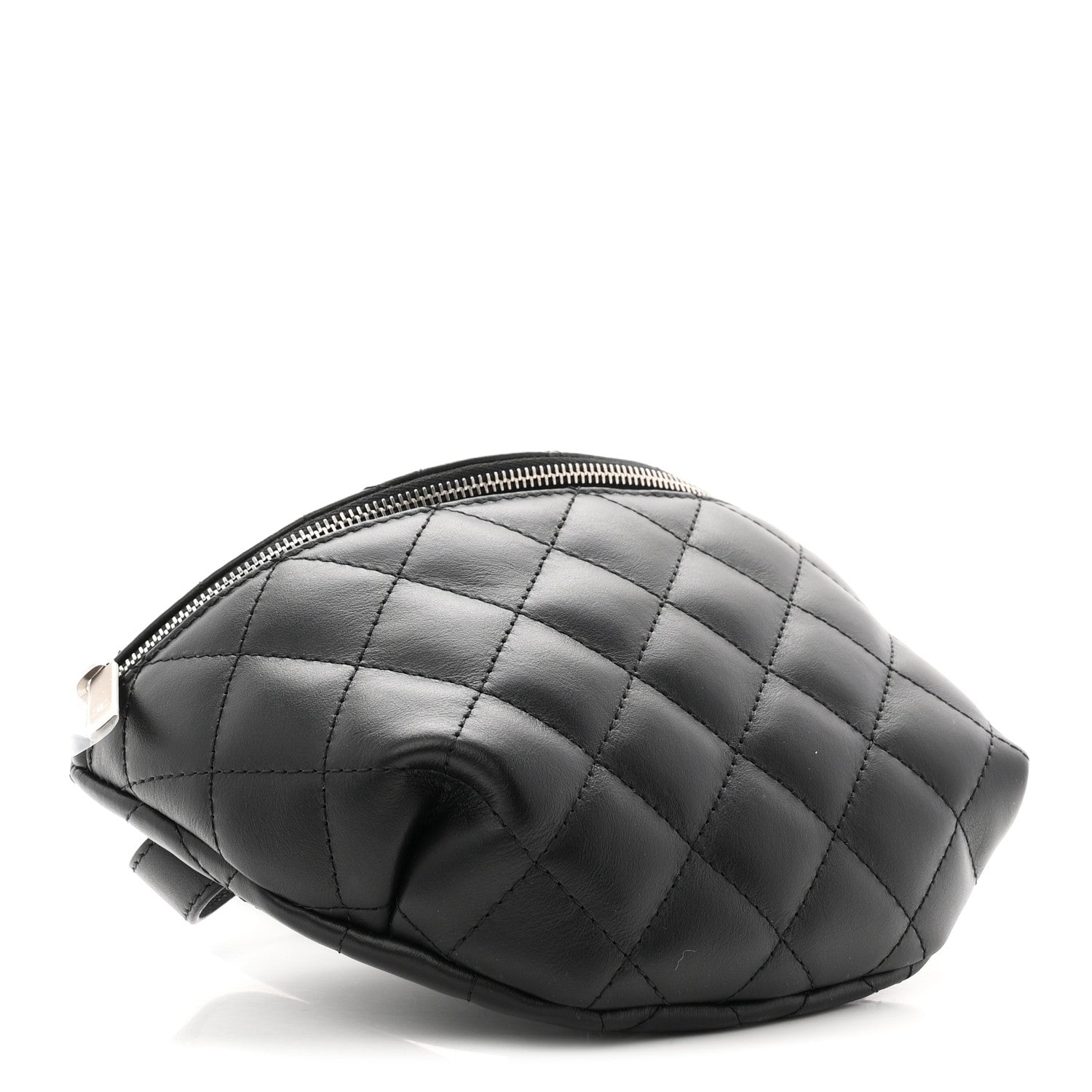 Calfskin Quilted Uniform Waist Belt Bag Black