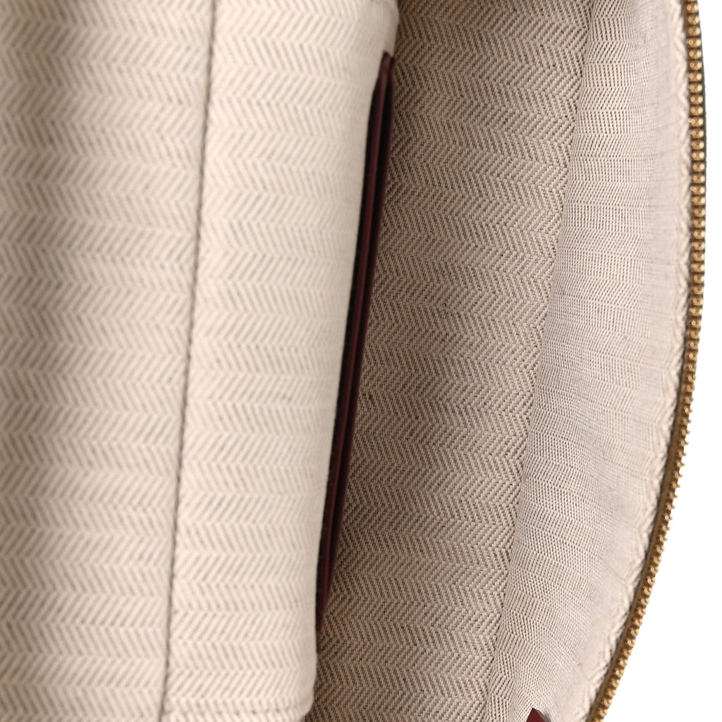 Suede Calfskin Top Handle Slim Vanity Case With Chain Dark Khaki