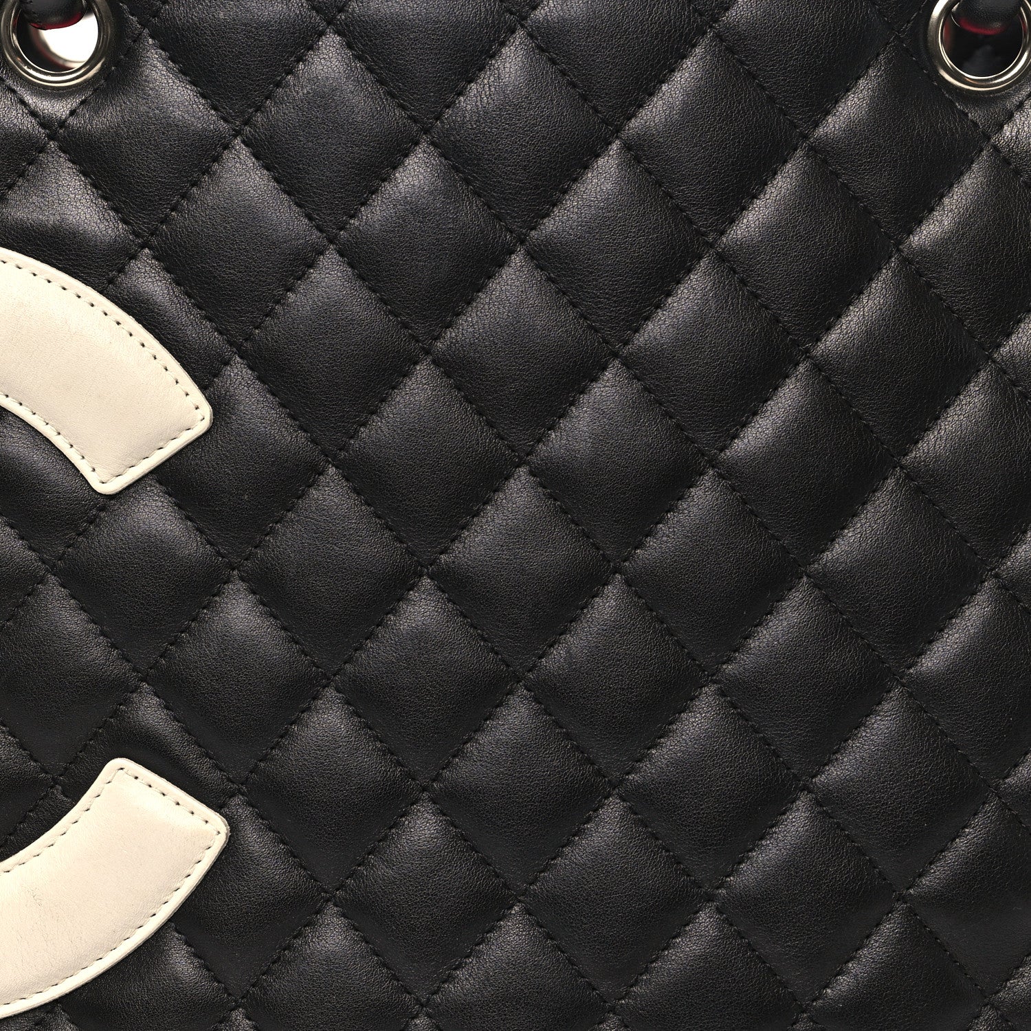 Calfskin Quilted Large Cambon Tote Black White