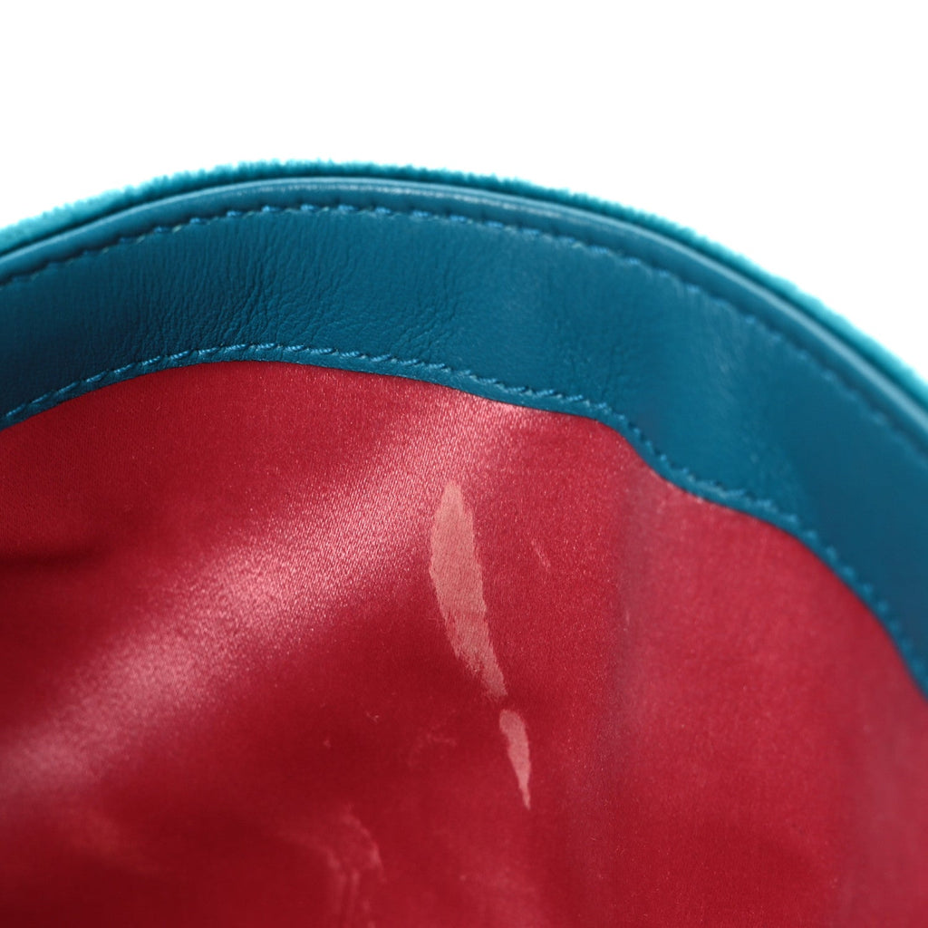 Velvet Matelasse Small GG Marmont Shoulder Bag Pavone Cyan