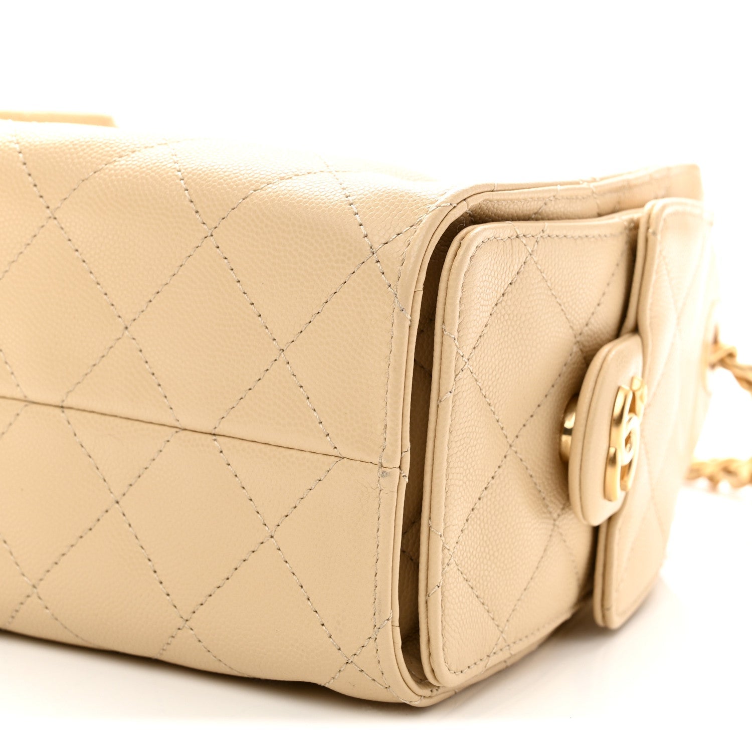 Caviar Quilted Mini Chanel 25 Handbag Beige