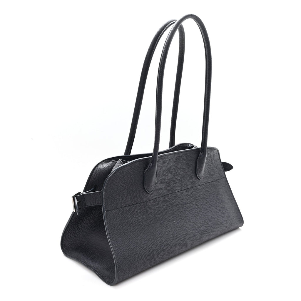 Matte Grained Calfskin Margaux Shoulder 12 Marine