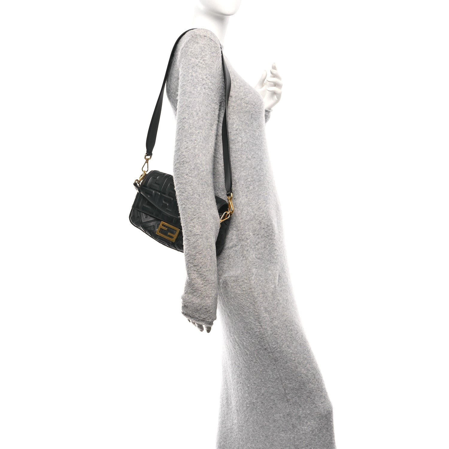 Nappa FF 1974 Embossed Baguette Black