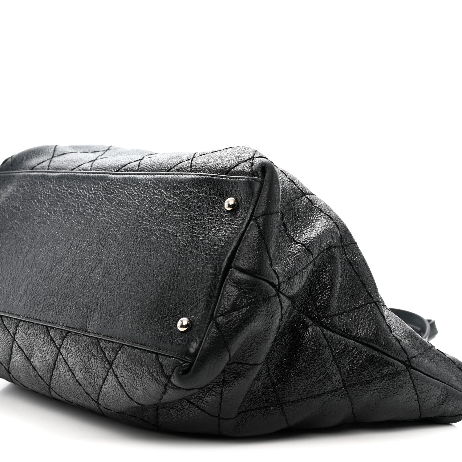 Glazed Calfskin Large On The Road Tote Black