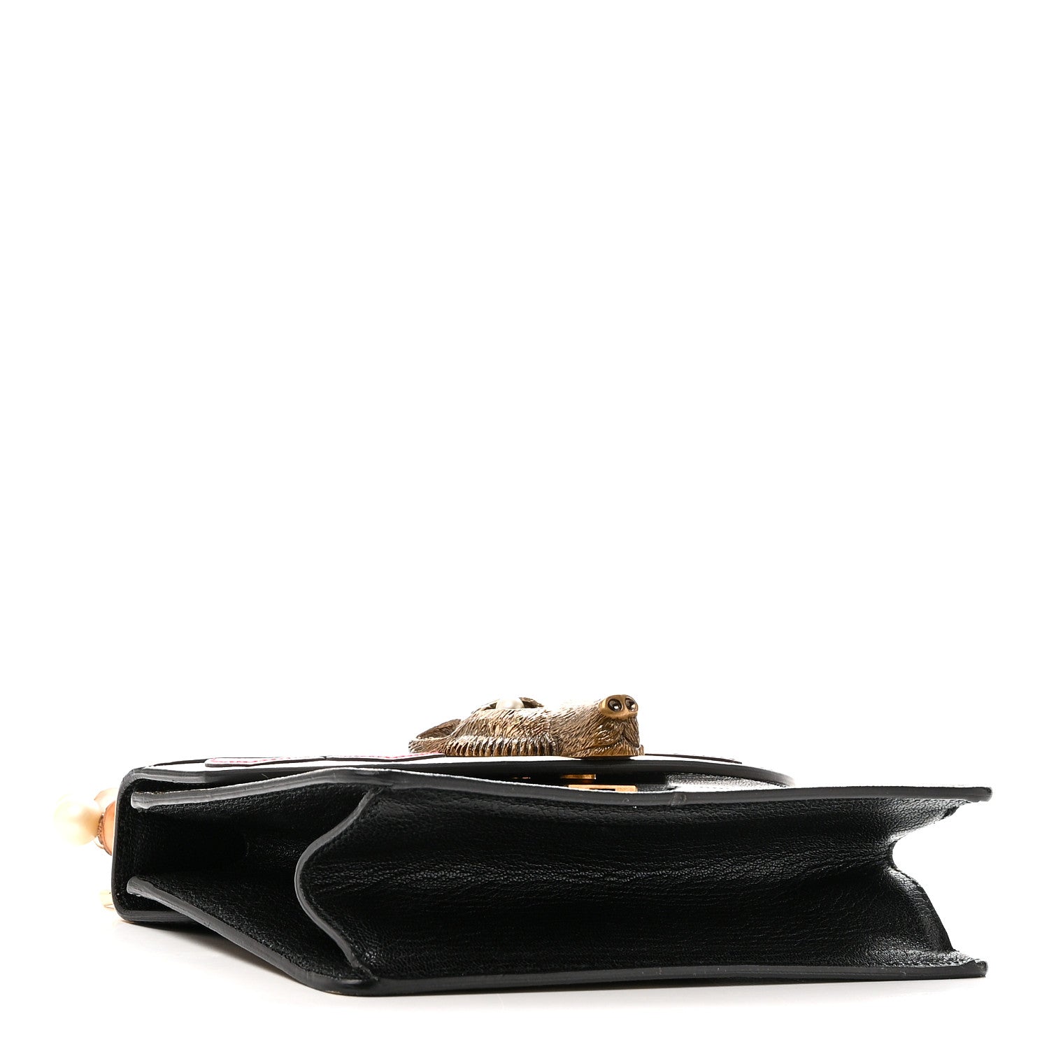 GG Supreme Monogram Goatskin Pearl Mini Fox Broche Bamboo Top Handle Bag Beige Ebony Black Hibiscus Red Mystic White