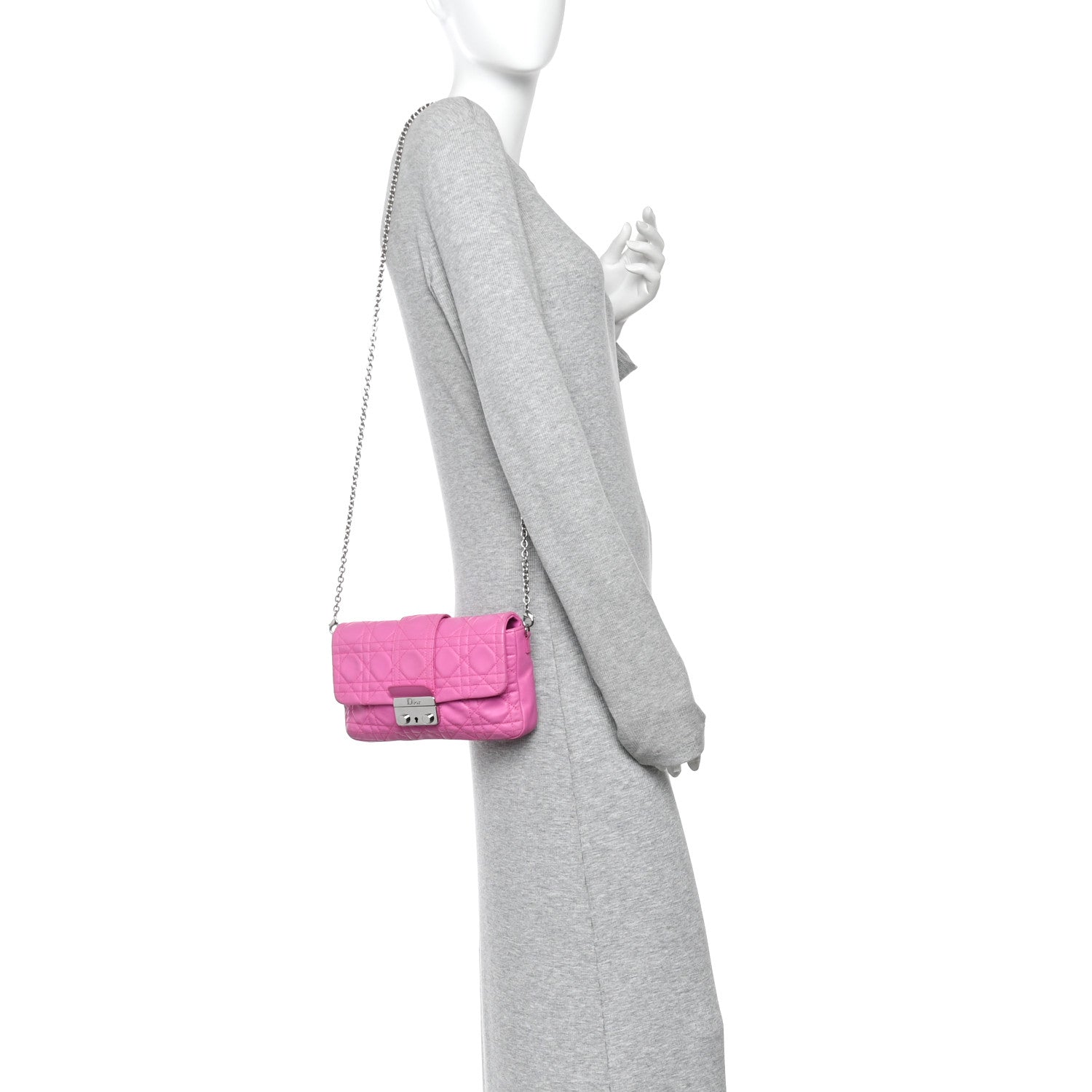 Lambskin Cannage Miss Dior Promenade Pouch Fuchsia