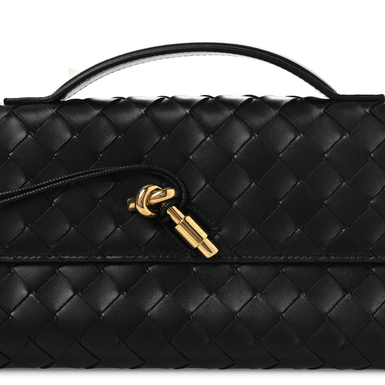 Nappa Intrecciato Long Andiamo Top Handle Clutch Black