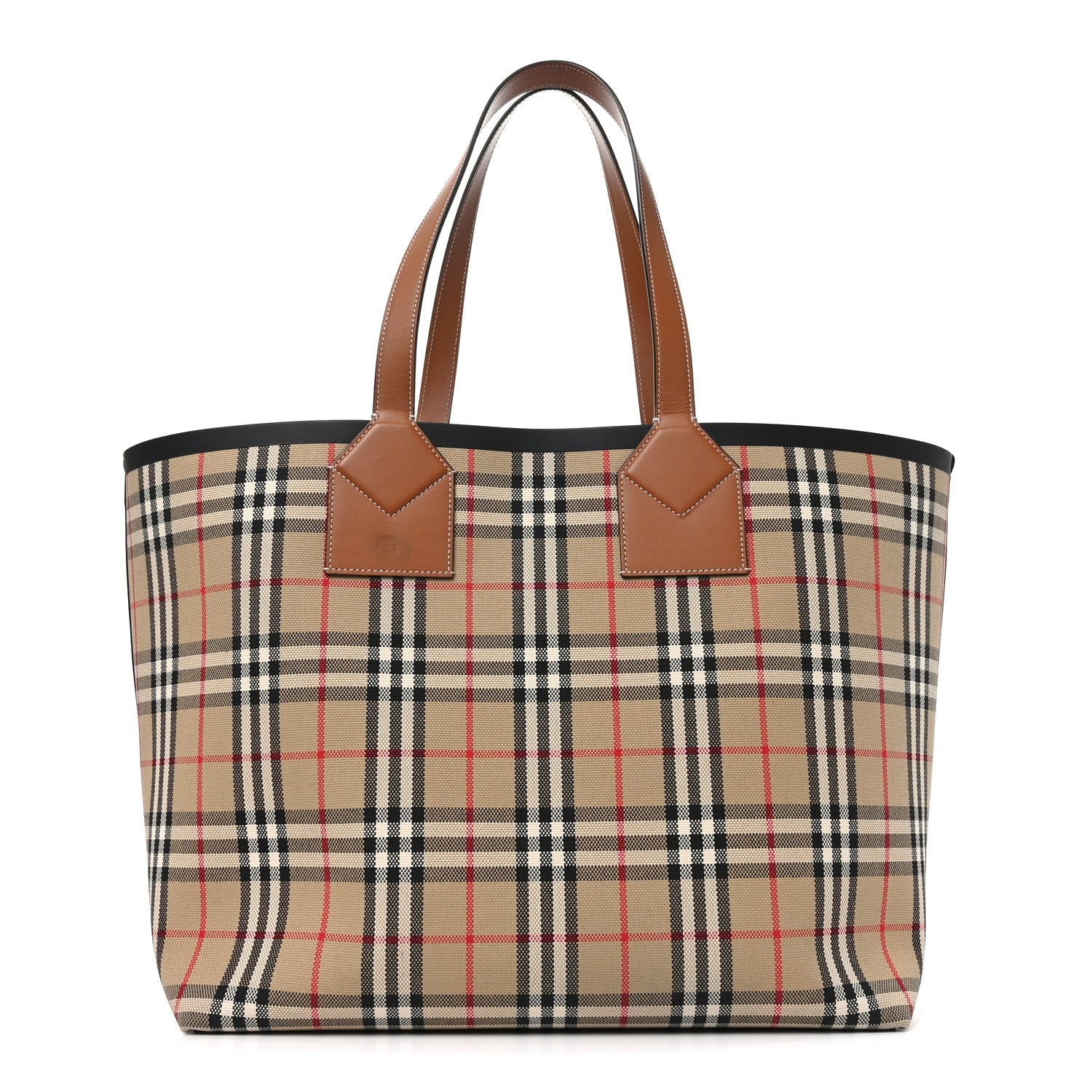 Cotton Vintage Check Large London Tote Bag Briar Brown Black