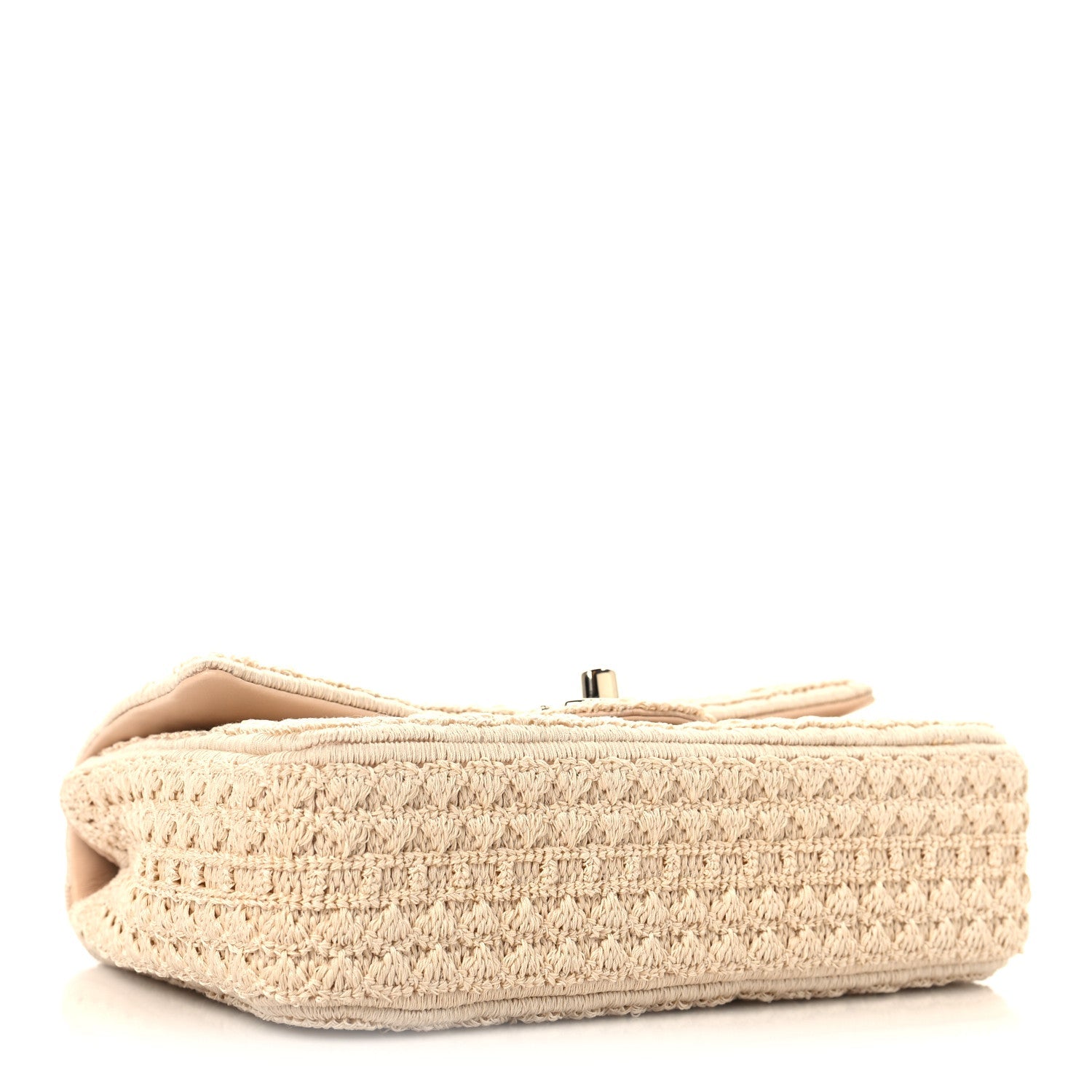 Crochet Embroidered Mini Rectangular Flap Beige
