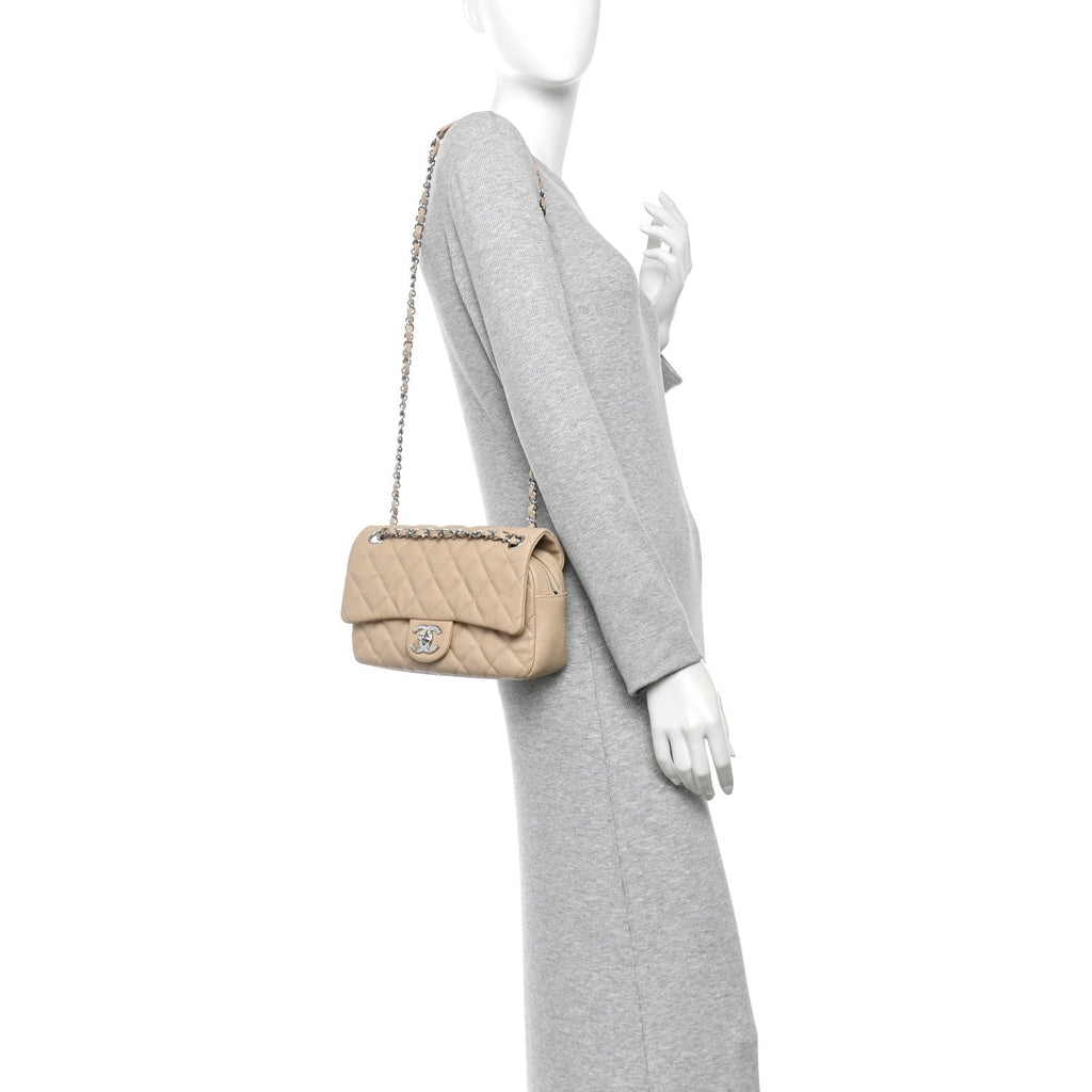 Caviar Quilted Medium Easy Flap Beige