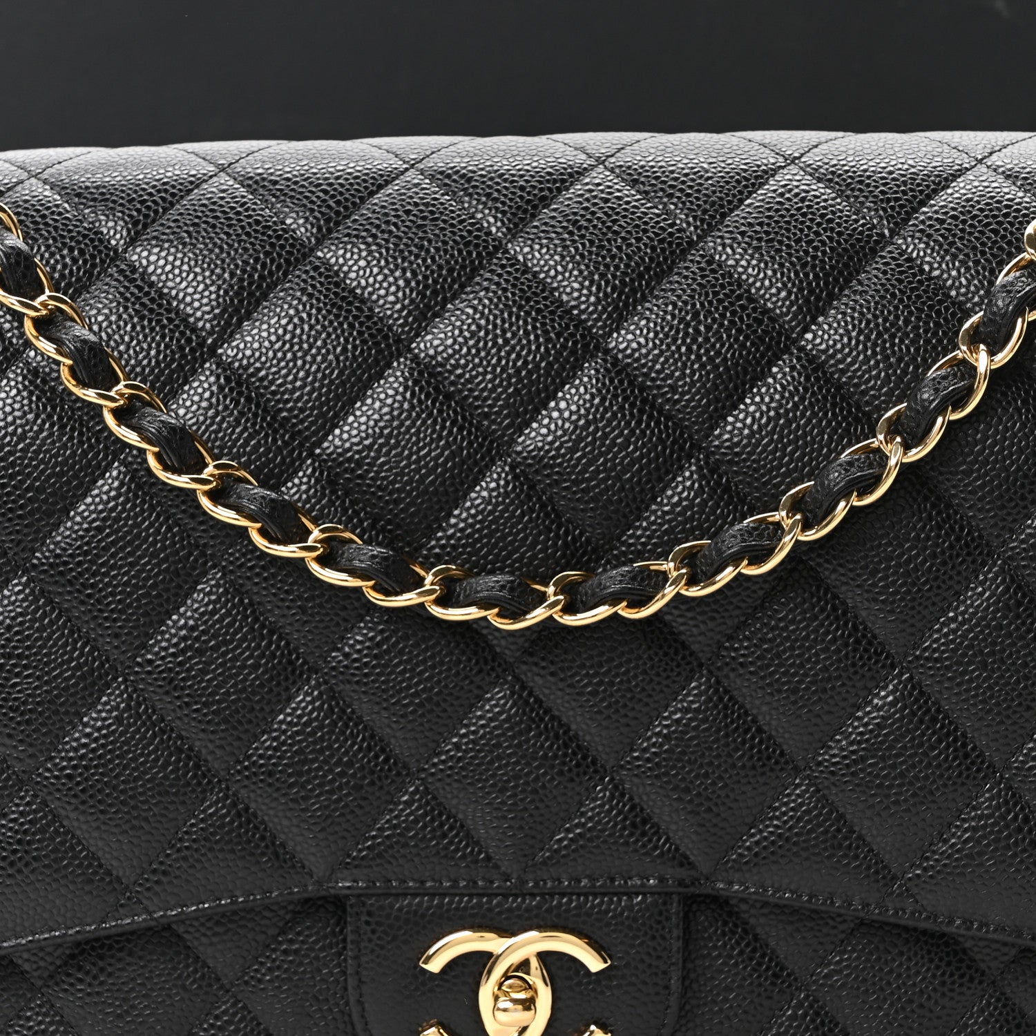 Caviar Quilted Maxi Double Flap Black