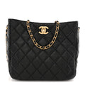 Lambskin Quilted Small Pearl Crush Hobo Black